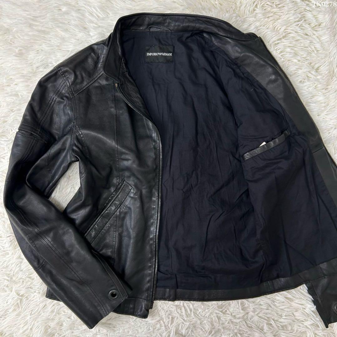 美品/XL】エンポリオ アルマーニ レザージャケット ライダース 本革 黒