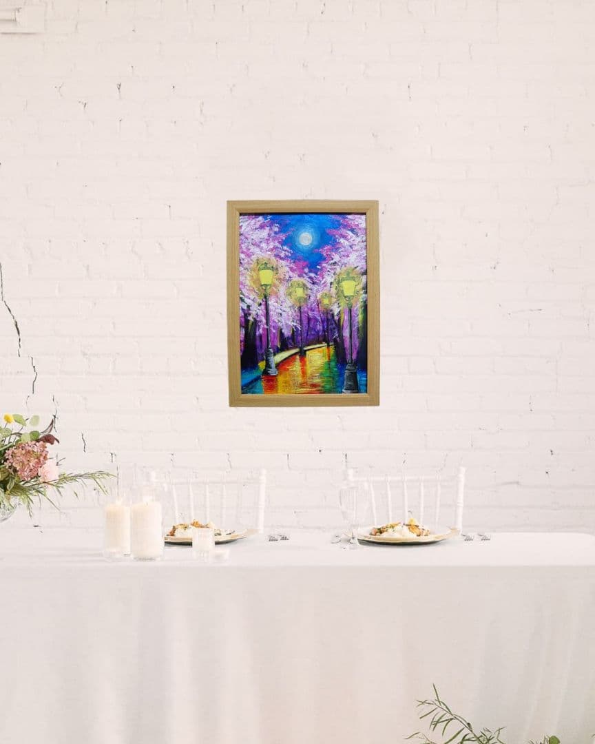 油絵 油彩 絵 絵画 【桜のライトアップ】 】