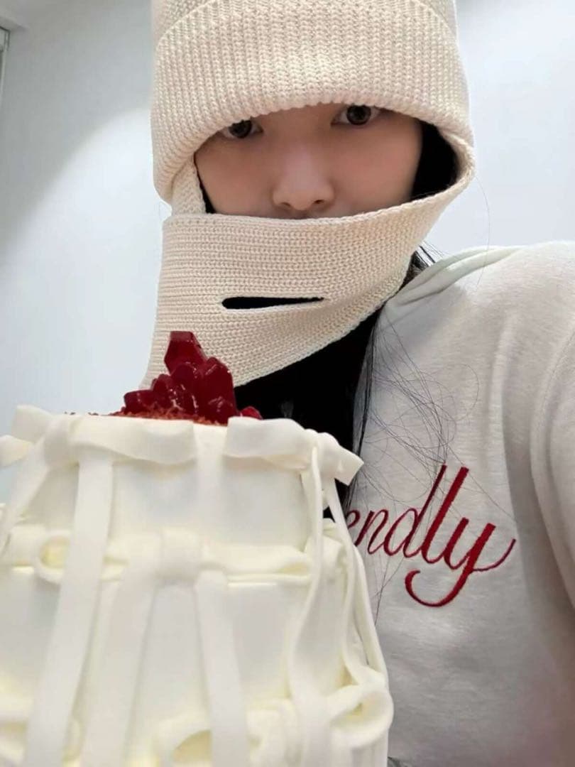 open yy マフラー ニット帽 ベージュ