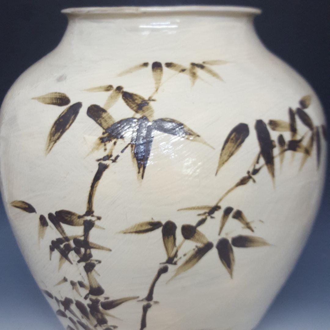 李朝鉄絵竹文花瓶 李朝期