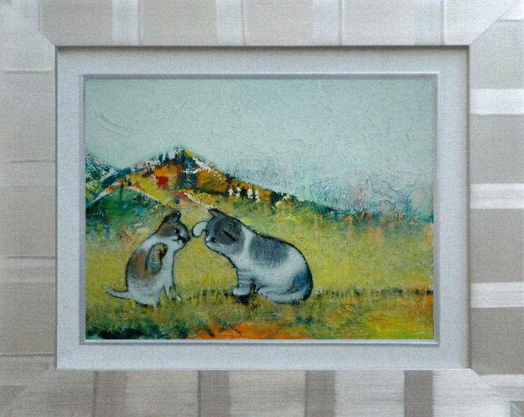 油絵 菅家令子 絵 絵画 インテリア uF6-050520 可愛い子猫たち