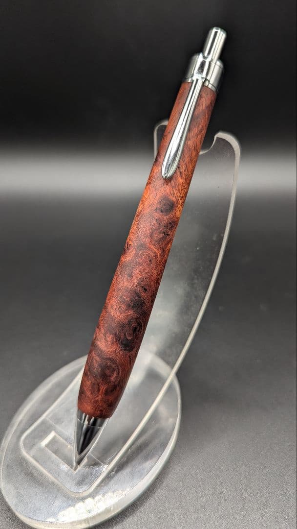 349ペン工房翌檜 本花梨 瘤杢 木軸シャーペン ボールペン サポニンあり
