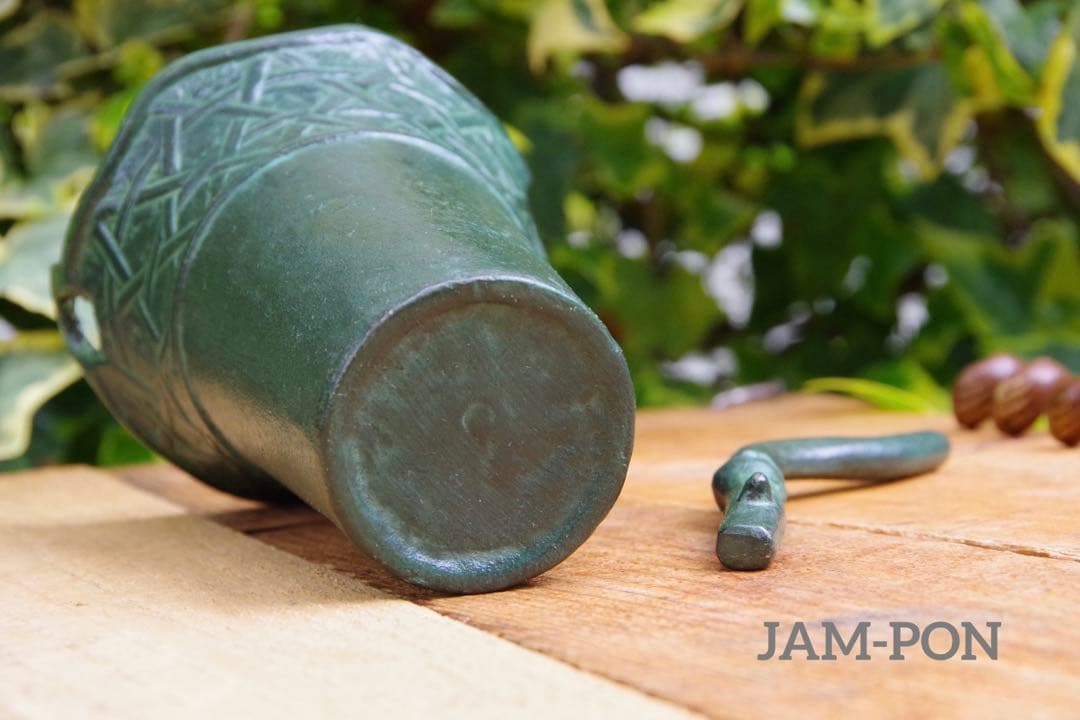 【長期保管品/当時物昭和レトロ】南部鉄器(鋳鉄/鋳物) 吊るし花器/猿手3本付き