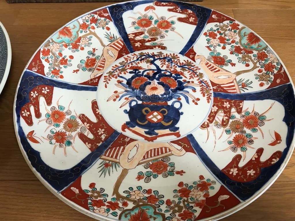 骨董】 古伊万里 飾り皿 大皿（直径46cm） 2枚 大明成化年製 木