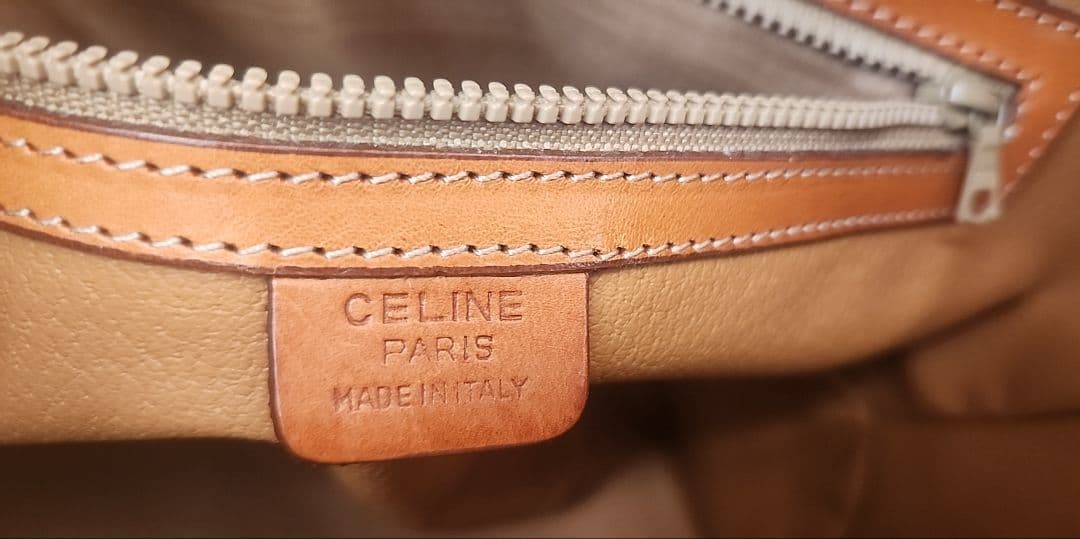 未使用【CELINE】マカダム柄　 巾着 ショルダー バッグ 　ヴィンテージ