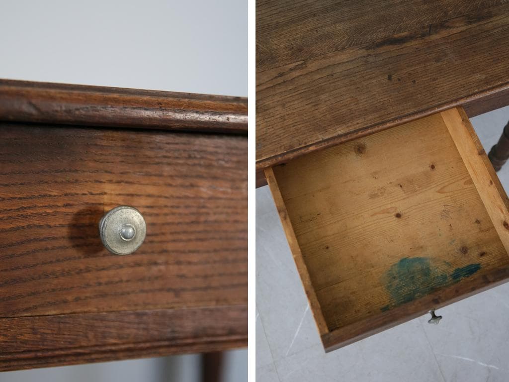 フランスアンティーク木製ダイニングテーブル/机/作業台デスク/飾り棚90-171