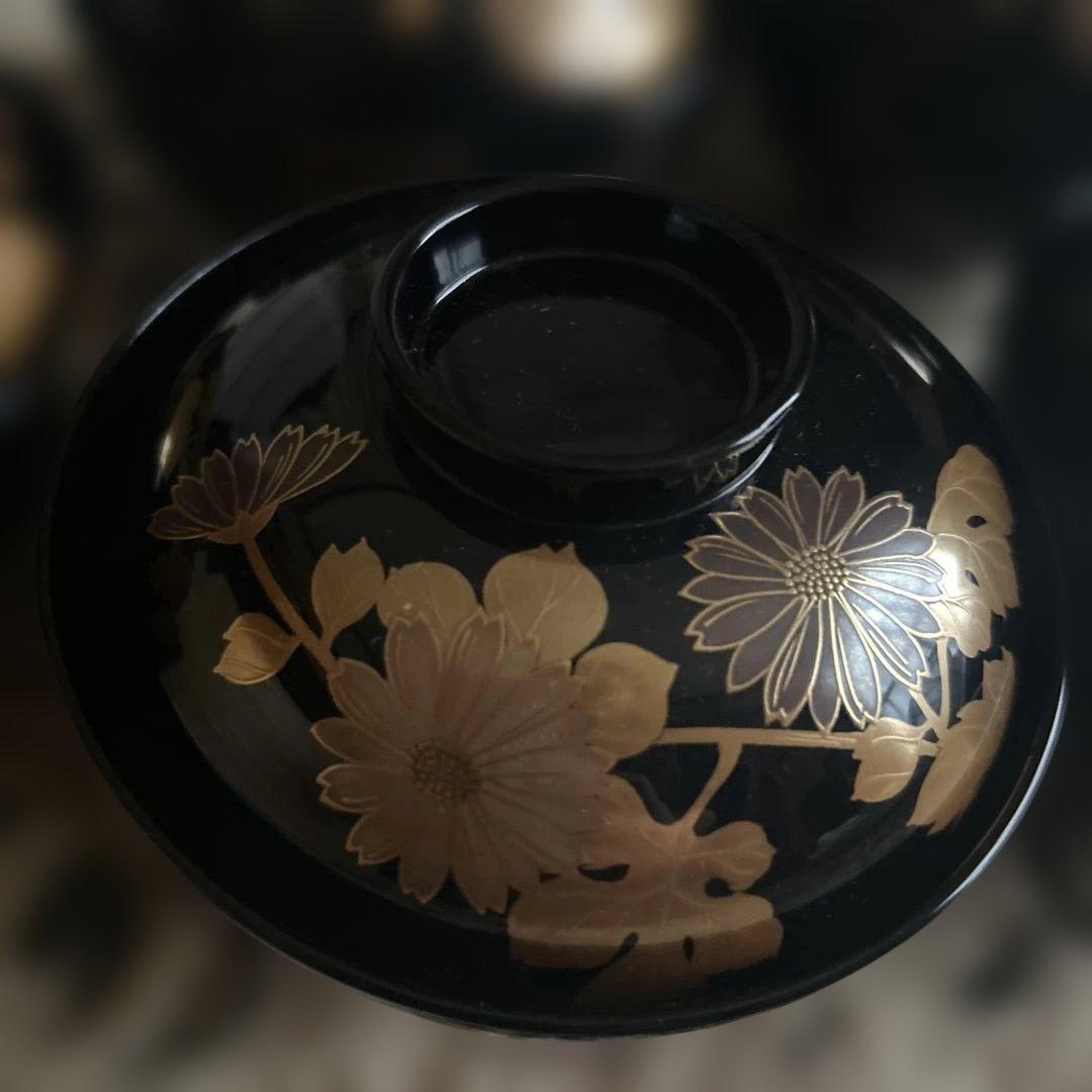 漆器5個セット 金花模様