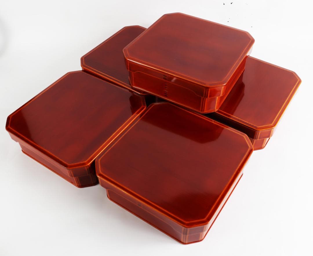 飛騨春慶塗 大徳寺 縁高 重箱 弁当箱 五客 共箱 茶道具