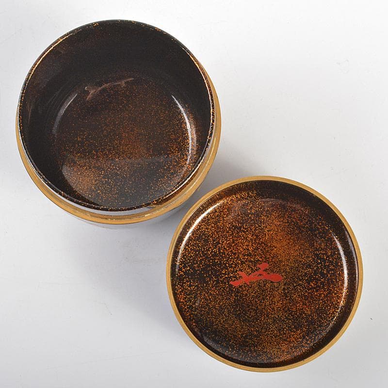 輪島塗　坪井英憲（夕帆）作　菊桐蒔絵五　大棗　共布 　鵬雲斎極め箱　MR6866