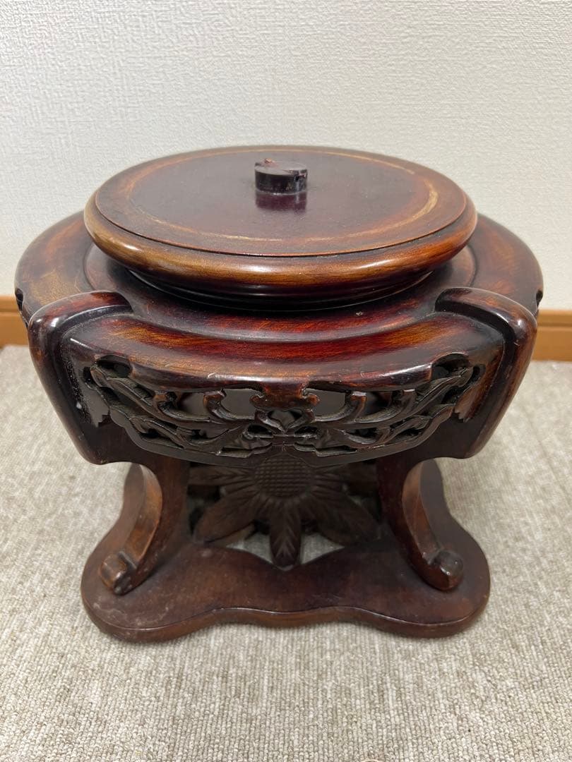 極上 筆筒 泉舟在銘 紫檀台 文房具 （台込の重さ）/3490g