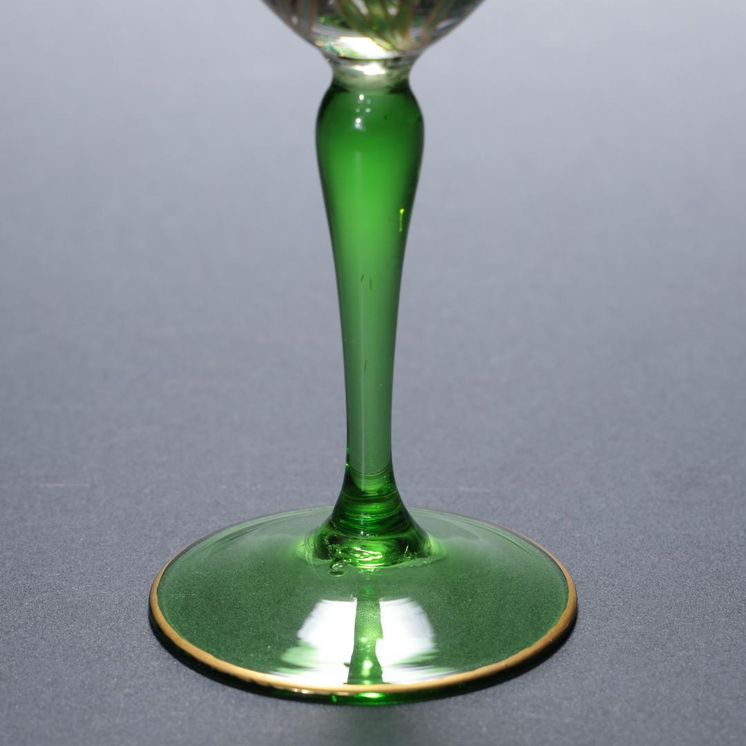 美品】アンティークグラス エナメル彩 花 ステム緑 R1338ダI - メルカリ
