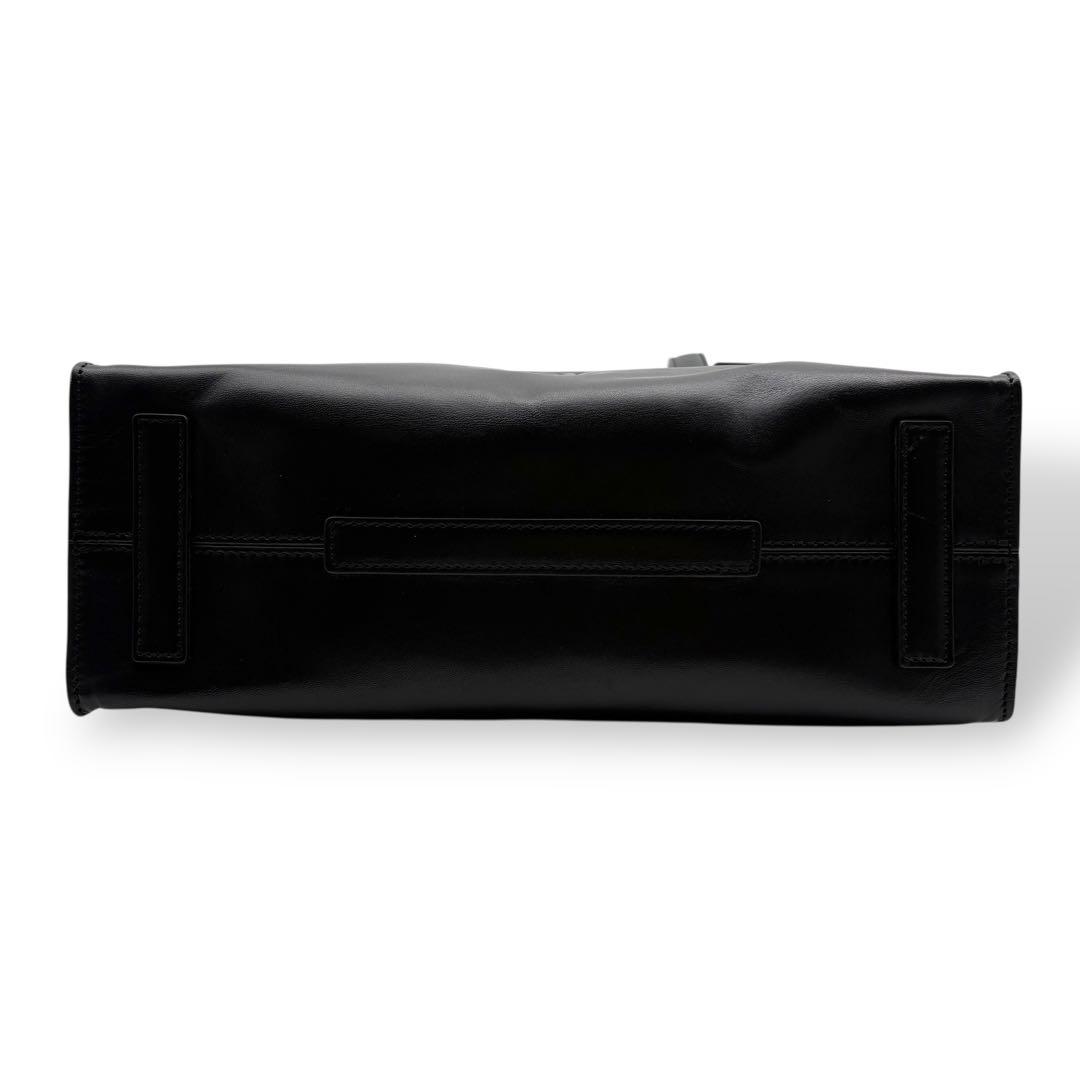 ヒロフ ショルダーバッグ トート レザー 黒 ブラック Hロゴ フラップ