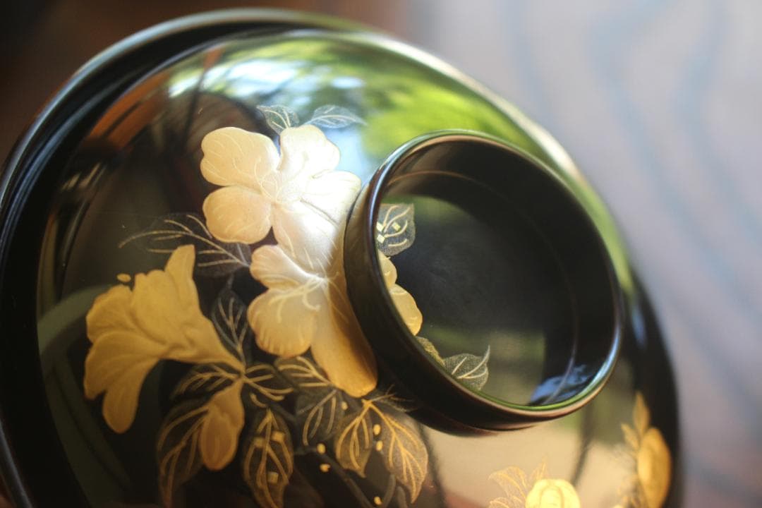 ばら売り可！上質黒漆に極上絵替草花蒔絵のお椀6点（検輪島塗蒔絵椀懐石椀