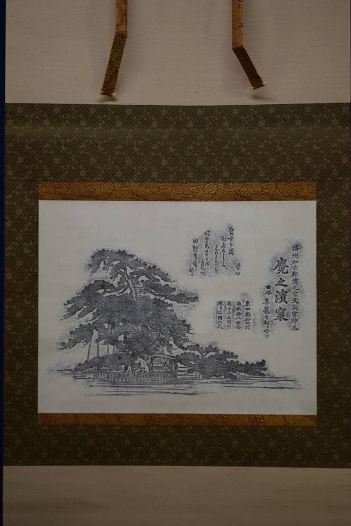 真作/藩州加古郡/浜之宮天満宮神木鹿児之浜松 /布袋屋掛軸HG-165