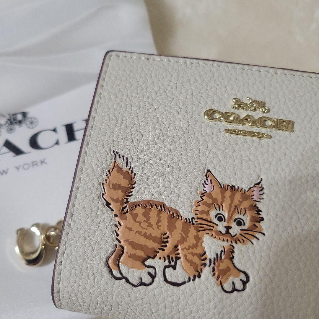 COACH コーチ 猫イラスト 二つ折り財布 ネコ アウトレット