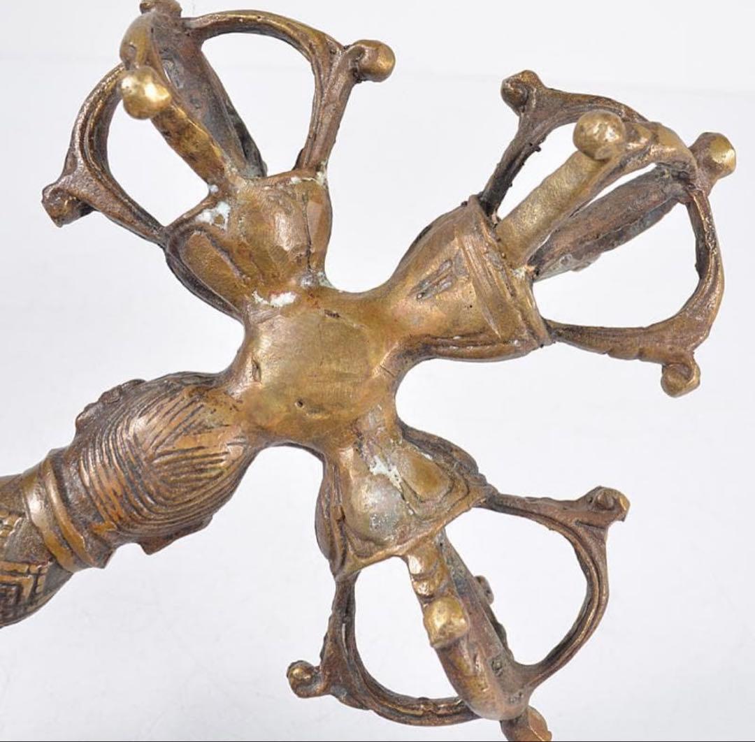 チベット密教法具 古銅鍍金 金剛杭 プルパ 骨董 アンティーク