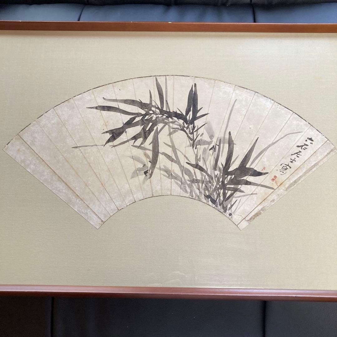 扇面画　額縁入り　時代物　古美術　骨董品 扇面画 額縁入り 時代物 古美術 骨董品 金属工芸 扇面 鳳凰