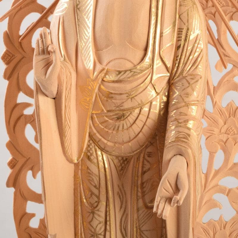仏教美術 柘植彫刻 西立弥陀像 仏像 華鬘台 C 9122 - メルカリ