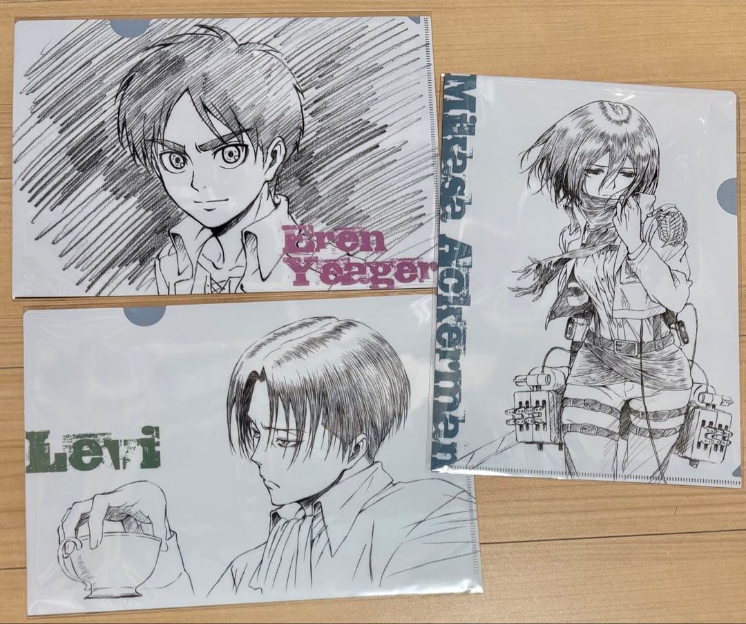 進撃の巨人 浅野恭司原画展2017 クリアファイル リヴァイ　ミカサ　エレン 進撃の巨人 浅野恭司原画展2017 クリアファイル 4種セット 更に値下げ