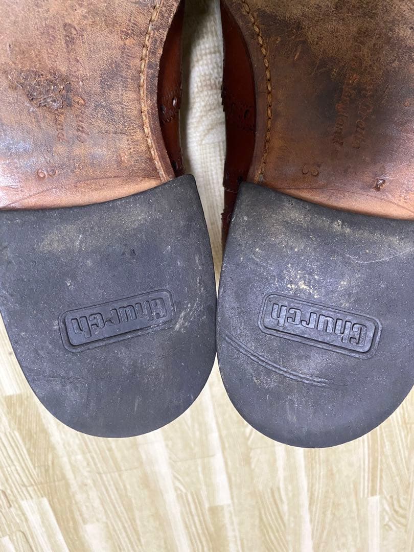 【美品】チャーチ　ブラウンウィングチップ UK7 日本サイズ25.0