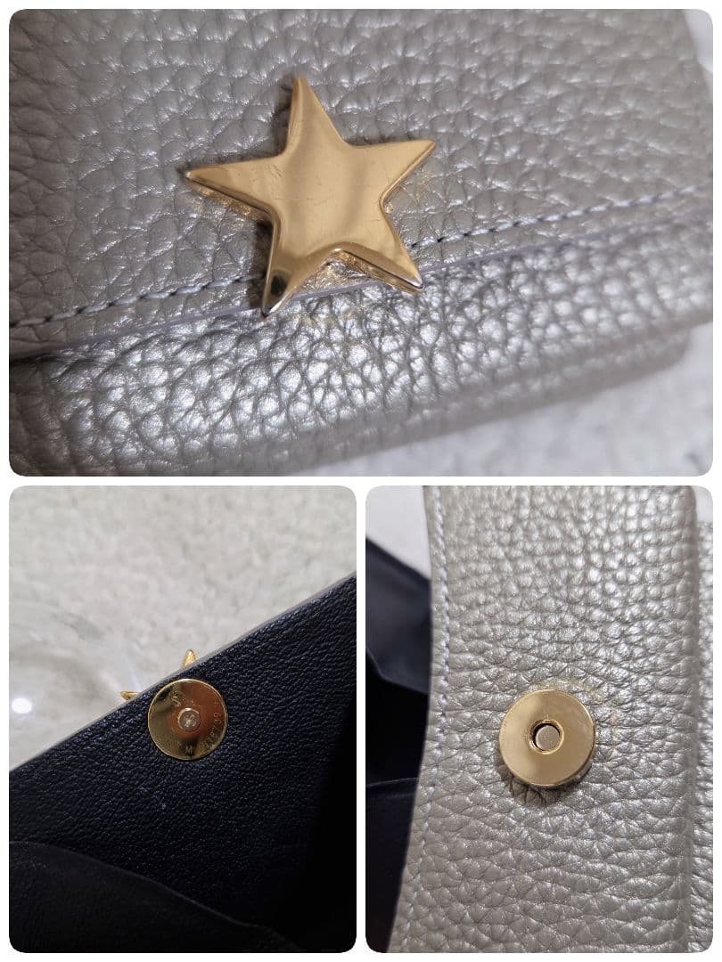 アンメートルキャレ 三つ折り財布 星モチーフ シャンパンゴールド アン