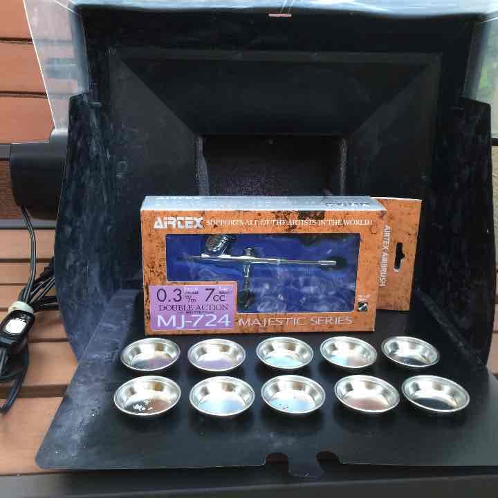 塗装セット 塗装ブース+エアブラシ+塗料等の消耗品類 塗装ブース