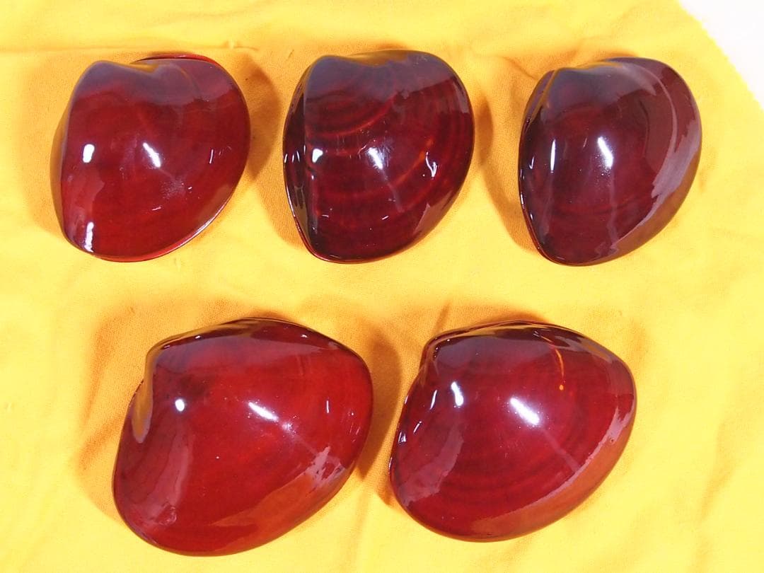 【未使用】輪島塗 八重門漆器店造 蛤内朱溜塗 珍味入 5客 貝合わせ珍味器 漆器