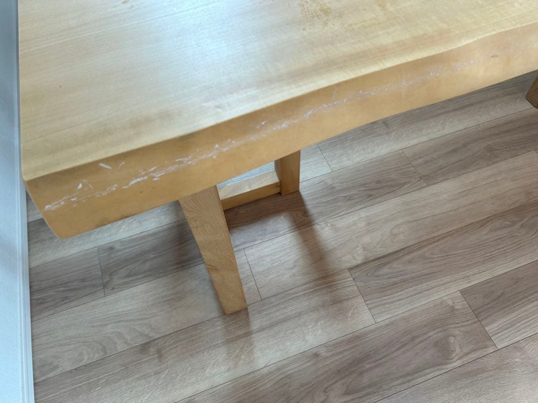 一枚板　ダイニングテーブル　栃　脚つき