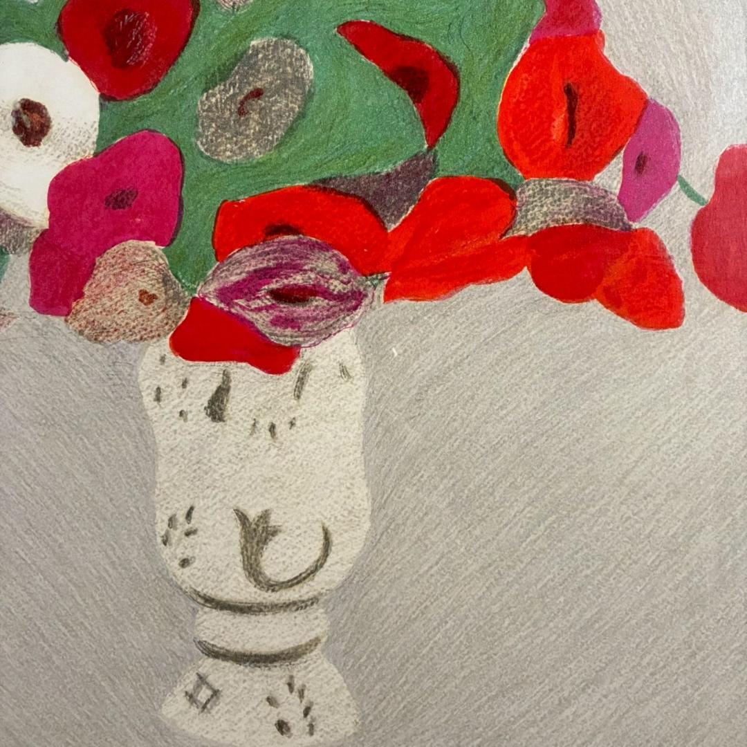 ピエール・ボンコンパン「小さなアネモネ」リトグラフ 直筆サイン入