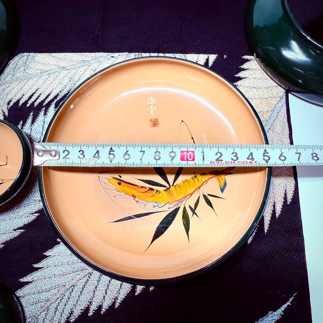 希少漆器　輪島塗　木製　溜塗　生盛　皿　小钵　中皿9客&豆皿10客