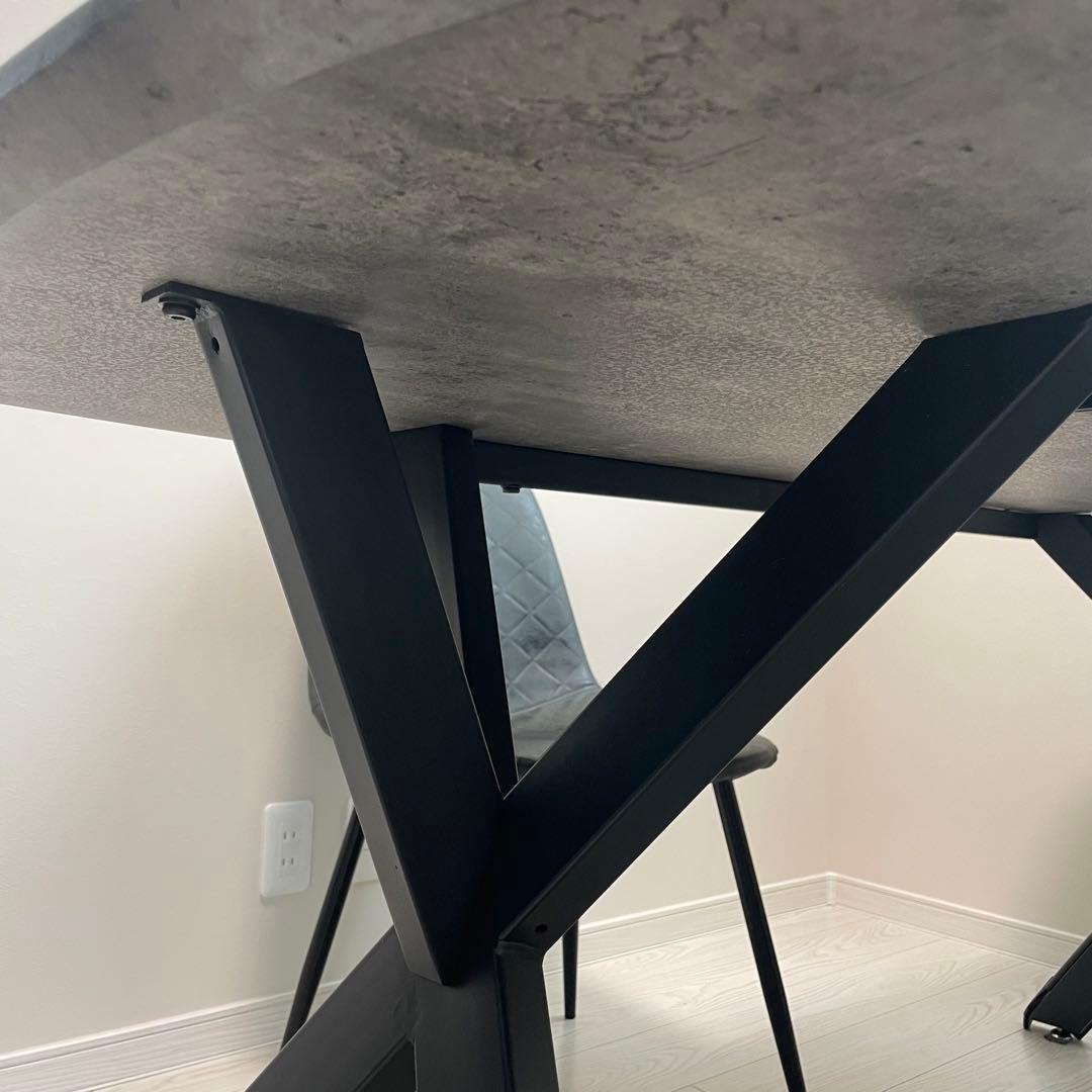 モダンデザイン ダイニングテーブル＆チェア3点セット　石目調　グレー　ブラック