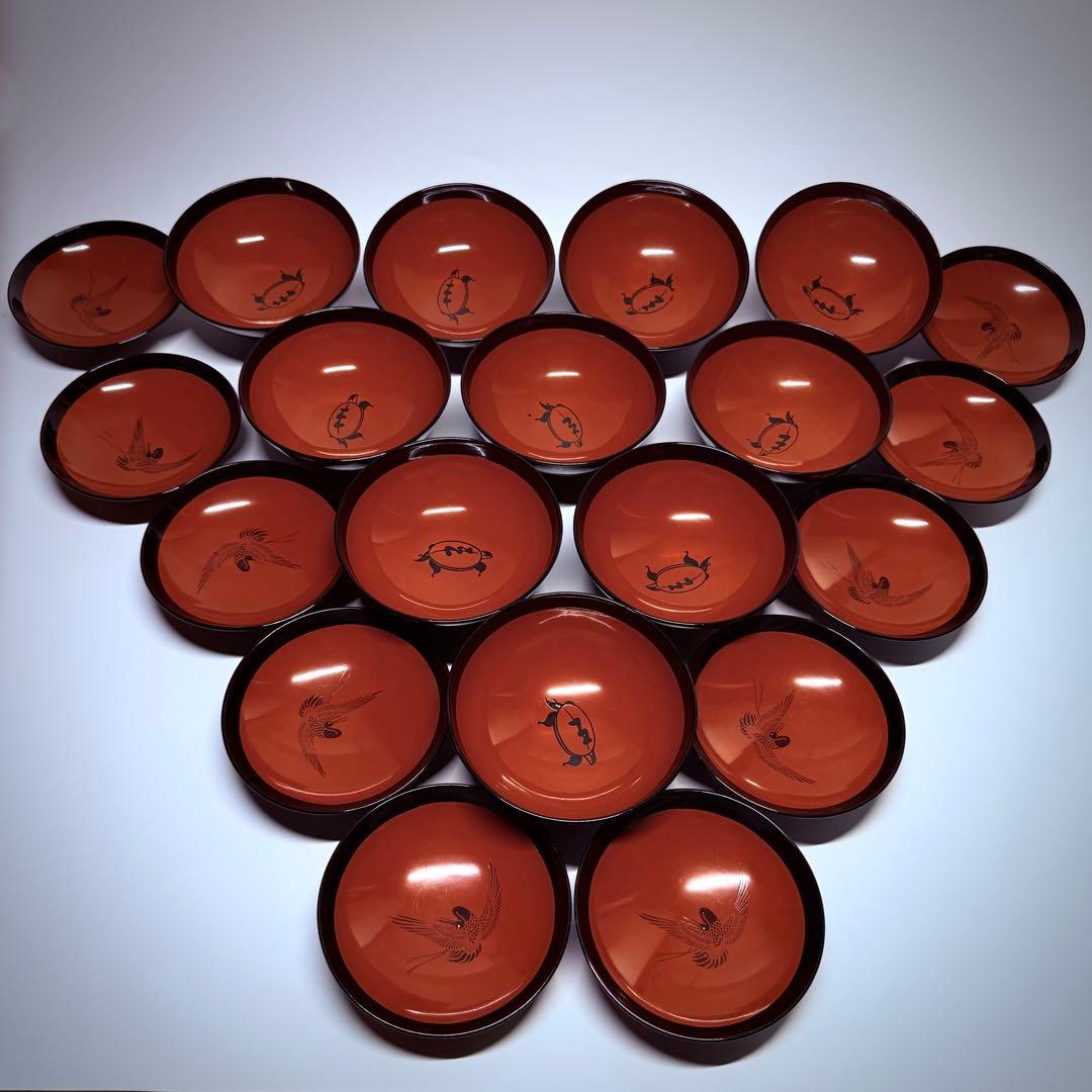 漆器　輪島塗　沈金　金蒔絵　羽　亀　鳳凰　木製　蓋付椀　お煮物椀　吸物椀　10客