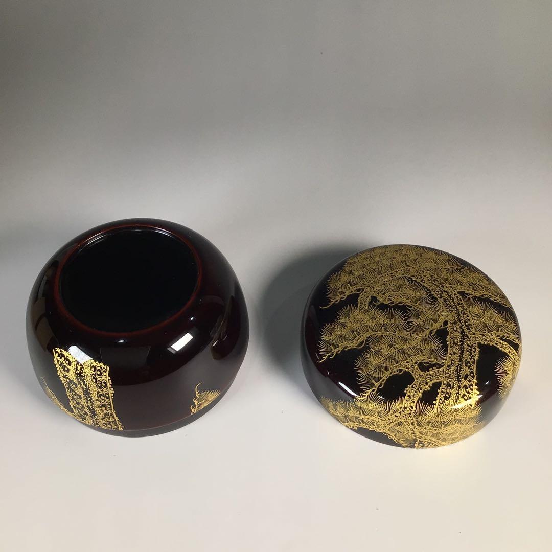 M126棗『伝統工芸師廣道(大関廣)刻』『沈金』『老松蒔絵』『平棗』共箱