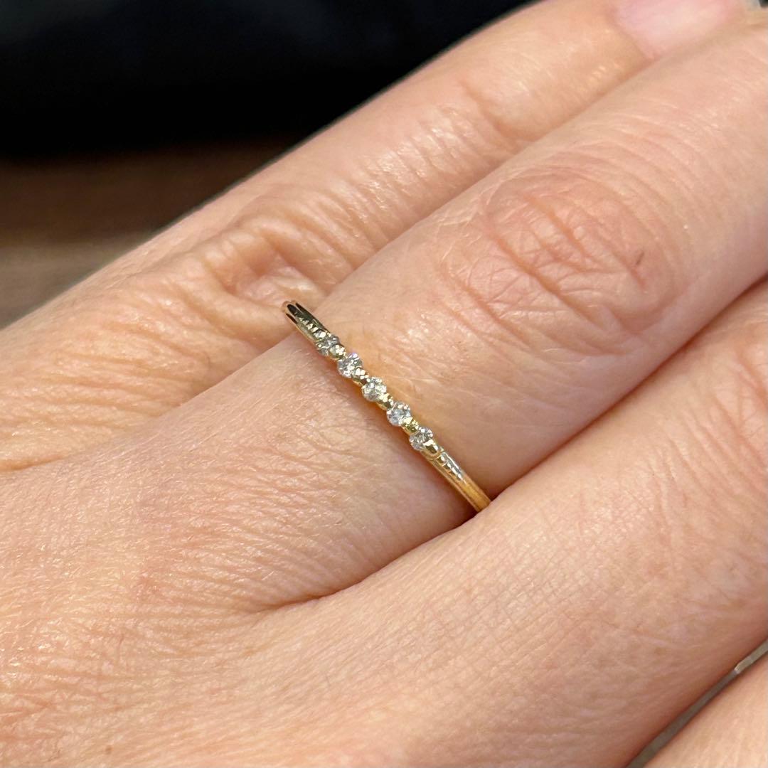 アガット　agete K18 ダイヤモンド　リング　5石　指輪　18金