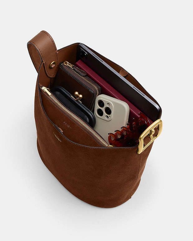 ち*ー様 【美品】COACH ブリーカー バケット バッグ ブラウン 本革 スエ