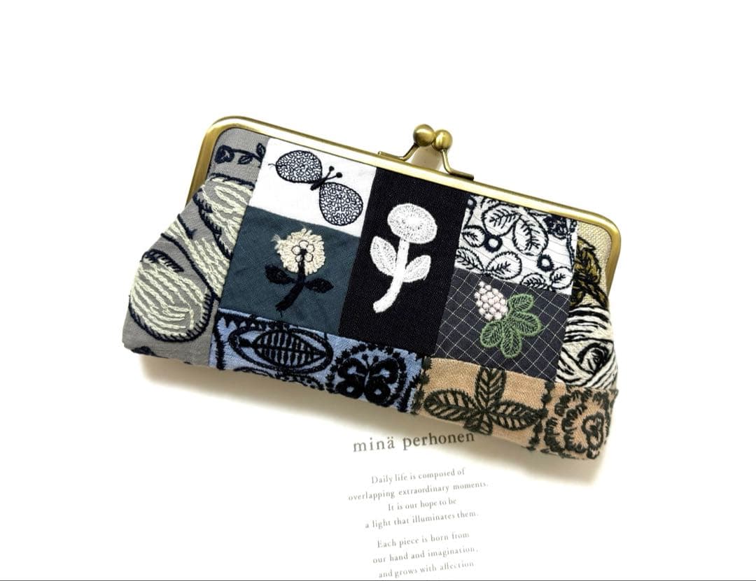 ブレット⚮ミナペルホネン パッチワーク がま口ポーチ