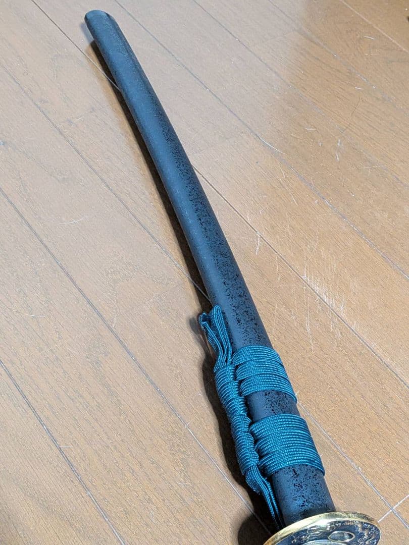 模造刀 大小2本セット 龍鍔 青糸 黒石目 全長104cm/71cm 美術刀