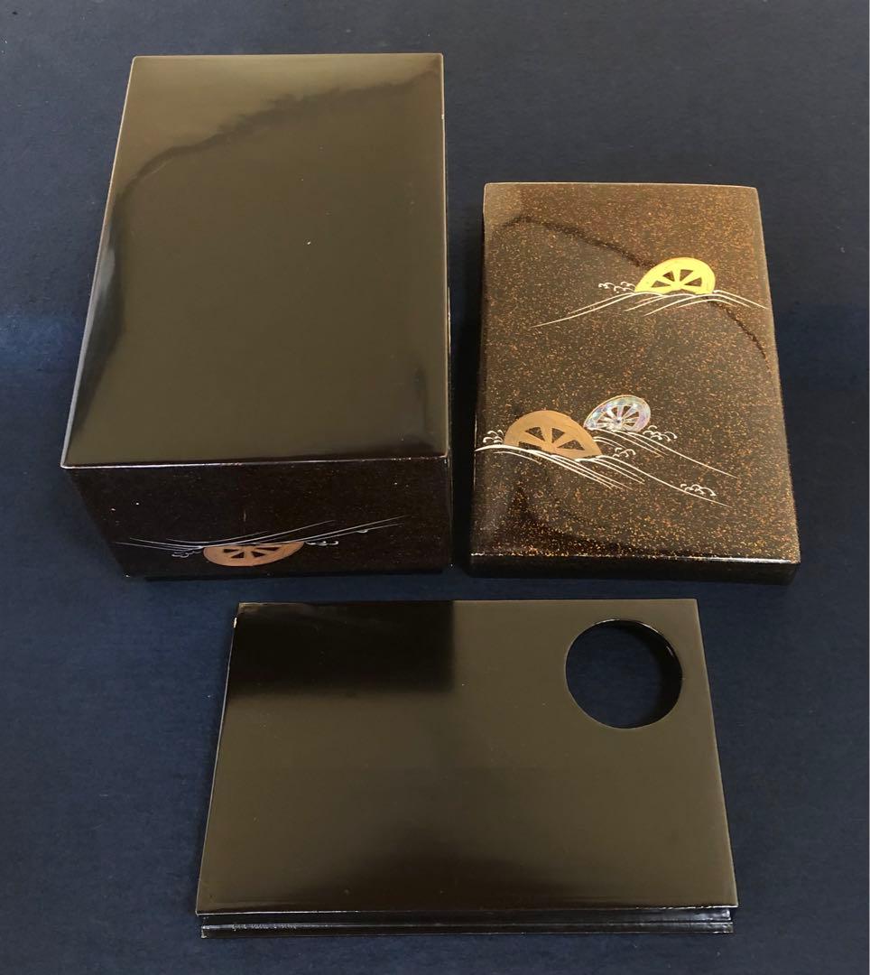 ❗️割引《R》茶道具 梨地 波車蒔絵 螺鈿 青貝 茶箱 木製漆器　250729F2