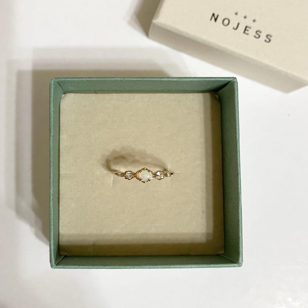 NOJESS K10 オパール ラブラドライト ダイヤ 0.13ct リング
