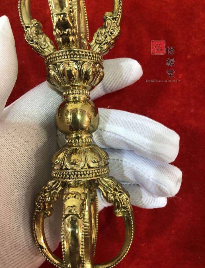 密教法具 法器 大明永楽五鈷杵 金剛杵 真鍮製 18.5cm