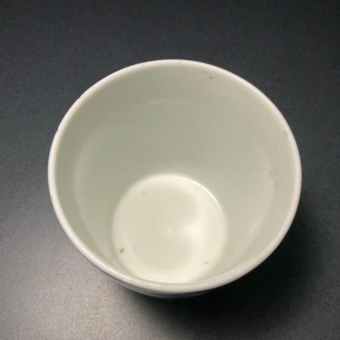 伊万里染付　丸文に青海波図　蕎麦猪口　骨董　古伊万里　R1173w2ダS