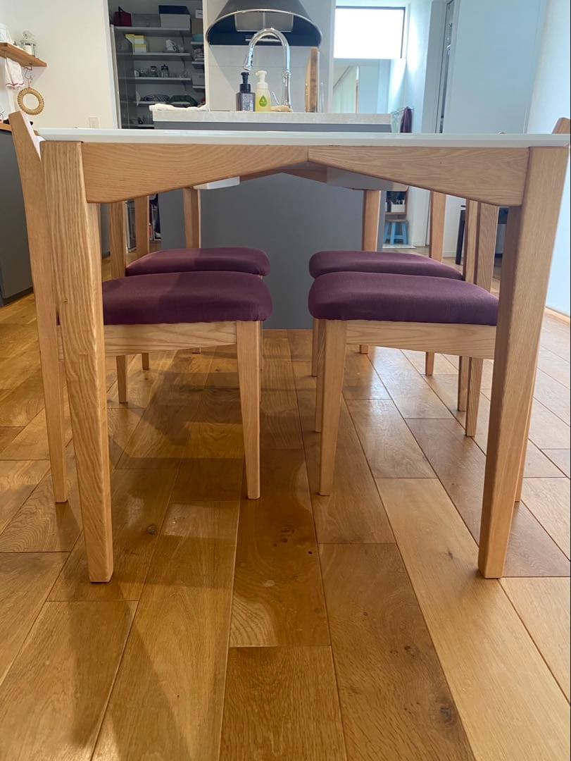 ふぃん【国産】ホワイトダイニングテーブルと椅子4脚セット