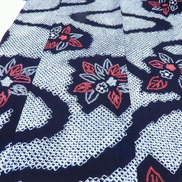 Y3361◆有松鳴海絞り 居敷当て付 高級浴衣 洗える夏着物