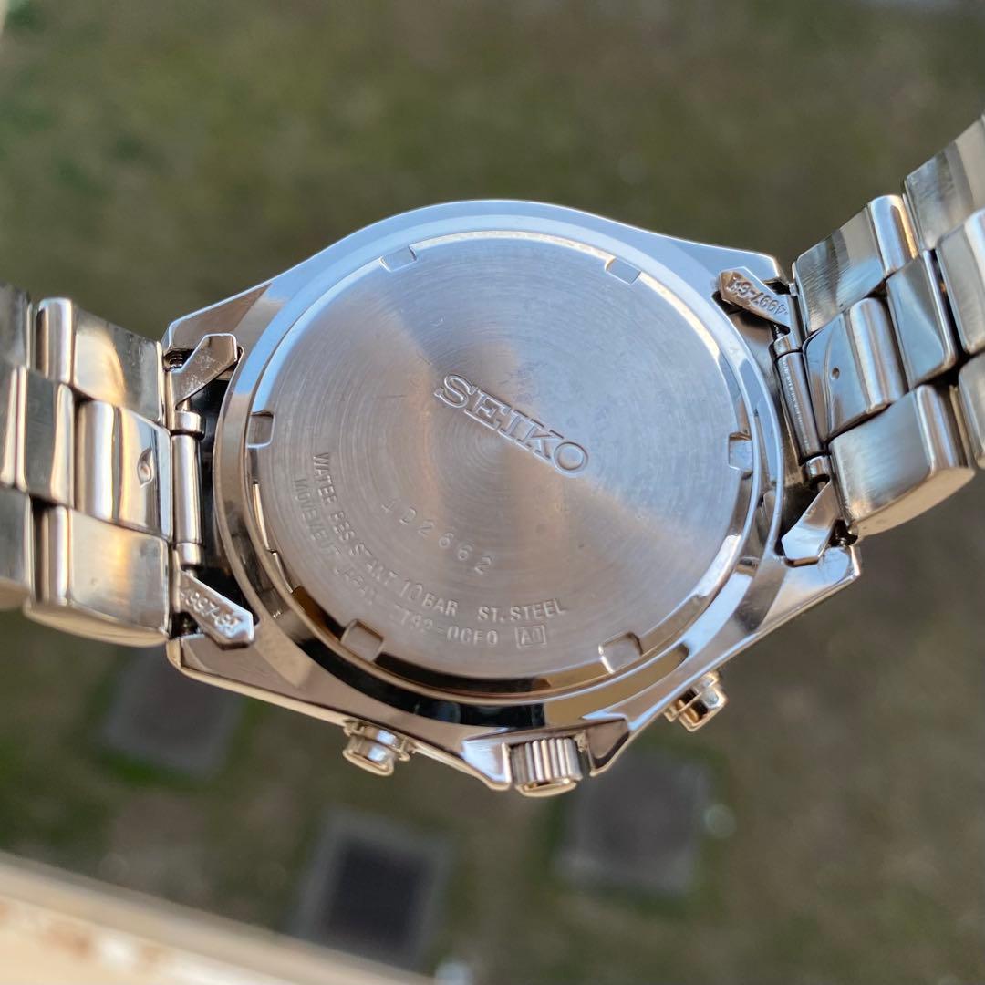 SEIKO クロノグラフ 100M クォーツ 腕時計 ブルー文字盤