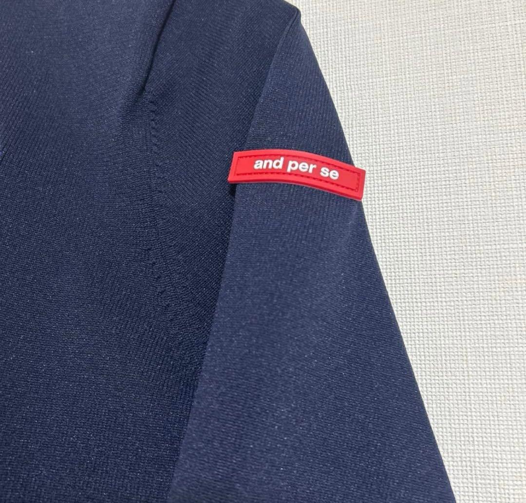 【新品】and per se アンパスィ ニットクルーネックセーター ネイビー