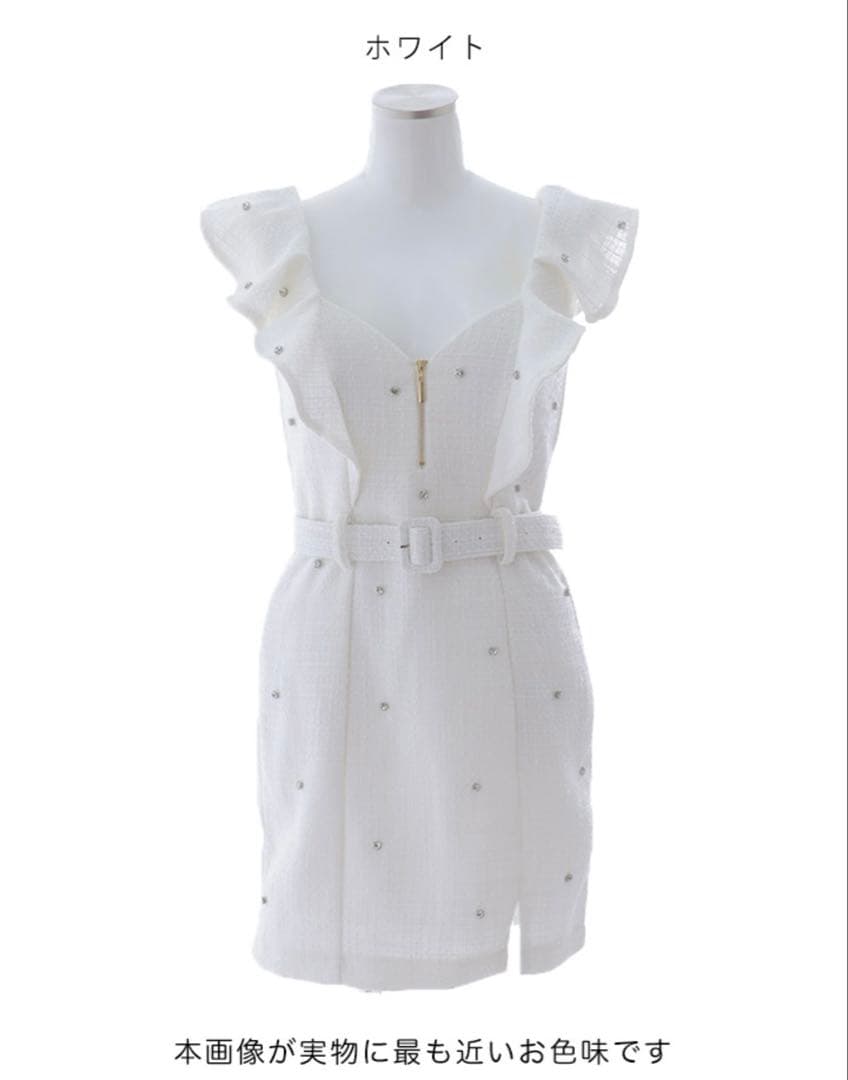 jewels ビジューラメツイードフリルドレス