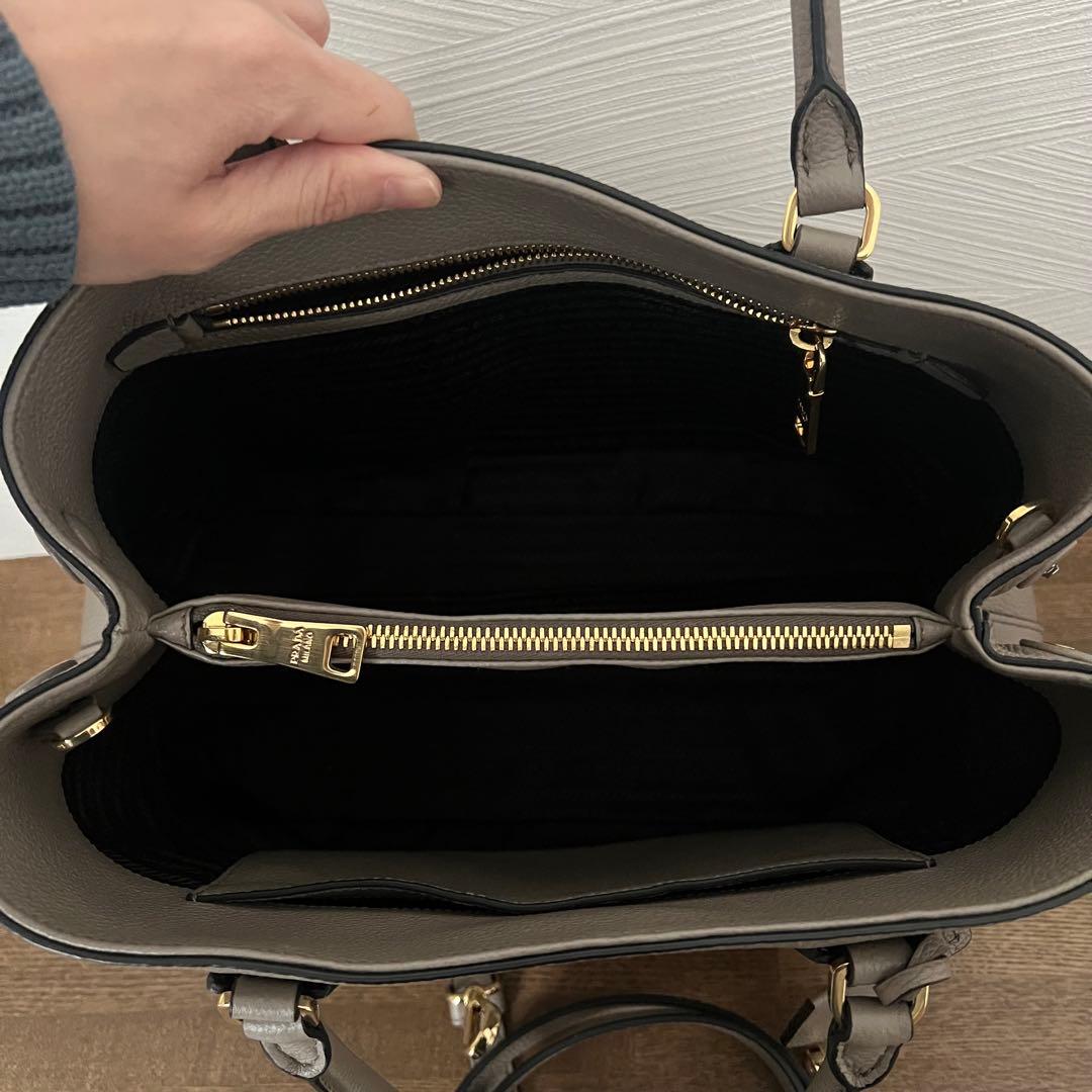 PRADA プラダ 2WAY トート ハンド バッグ レザー グレージュ