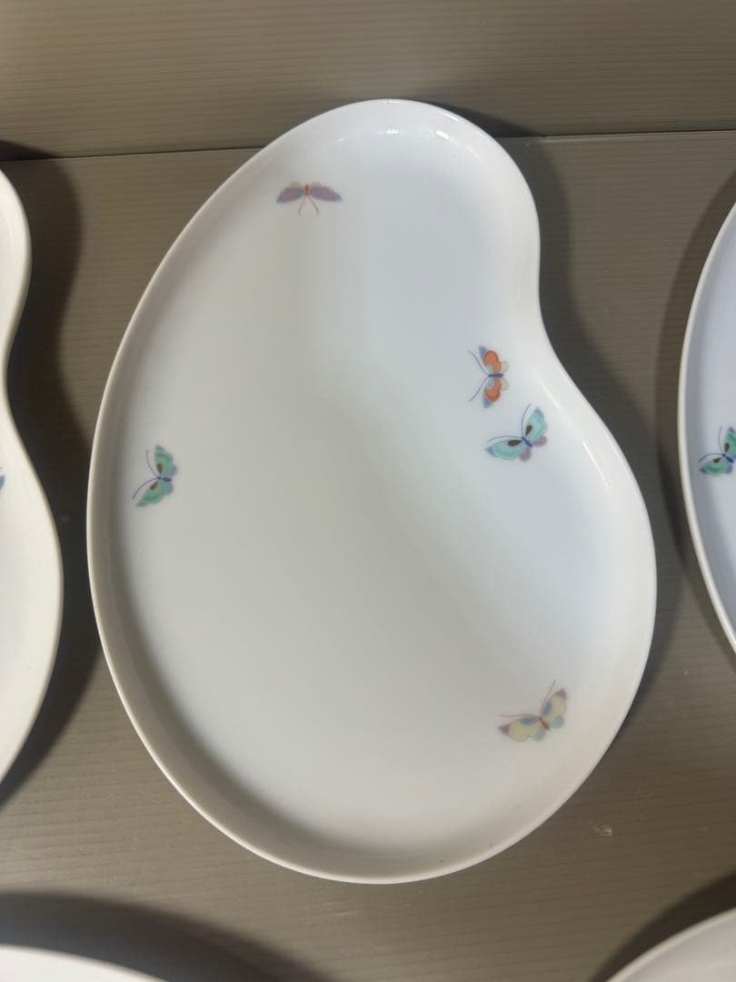 2521 深川製磁 瓢箪型 蝶文 皿 5客 未使用