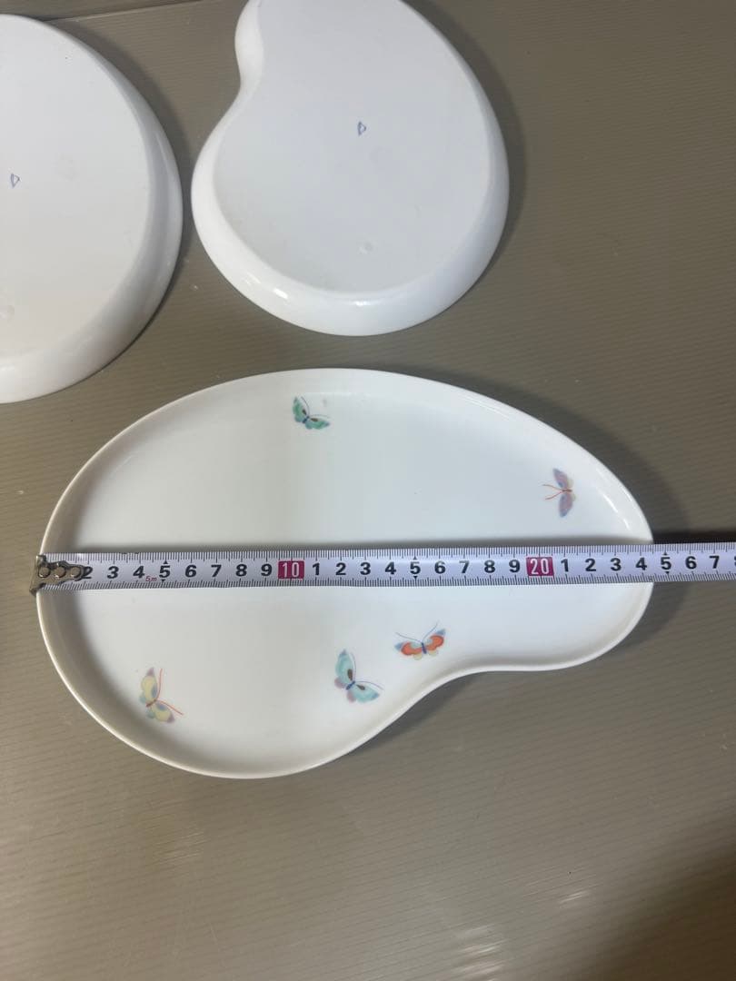 2521 深川製磁 瓢箪型 蝶文 皿 5客 未使用