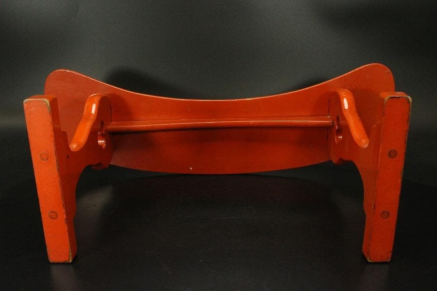 赤黒漆の美 根来 肘掛け 一対(ZE596)